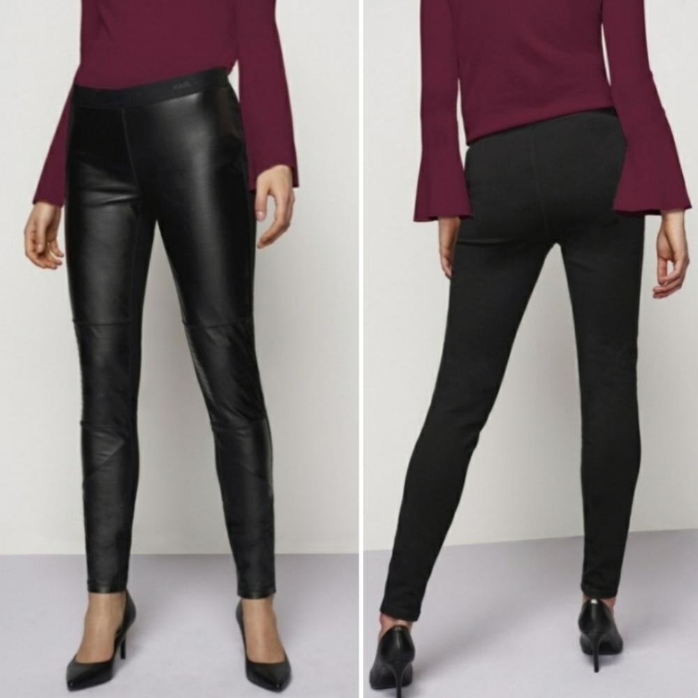 Karl Lagerfeld moto faux leather skinny pants with elastic back